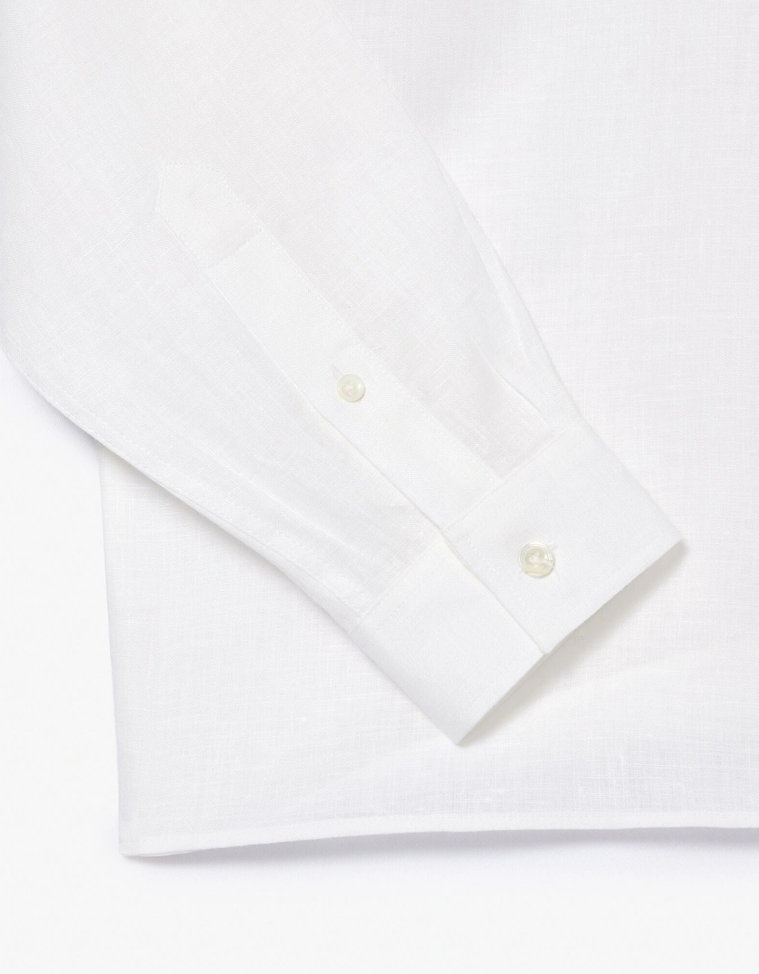 Regular Fit Long Sleeve Mens Linen Shirt - White 001