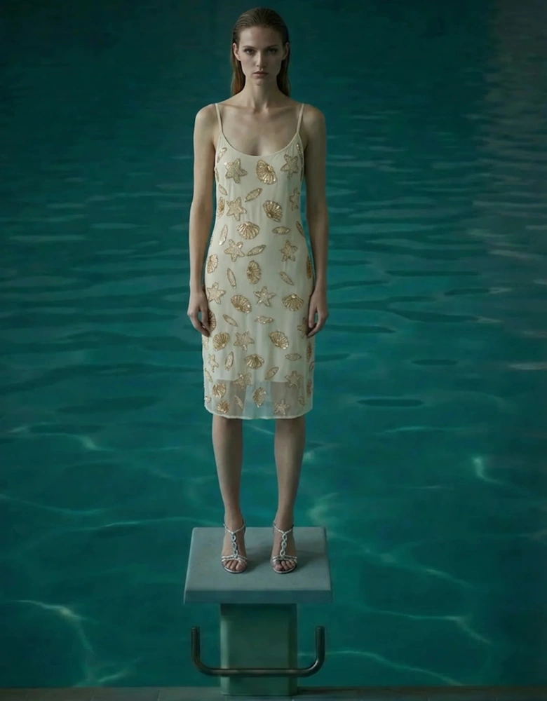 Ivory Seashell Motif Slip Dress