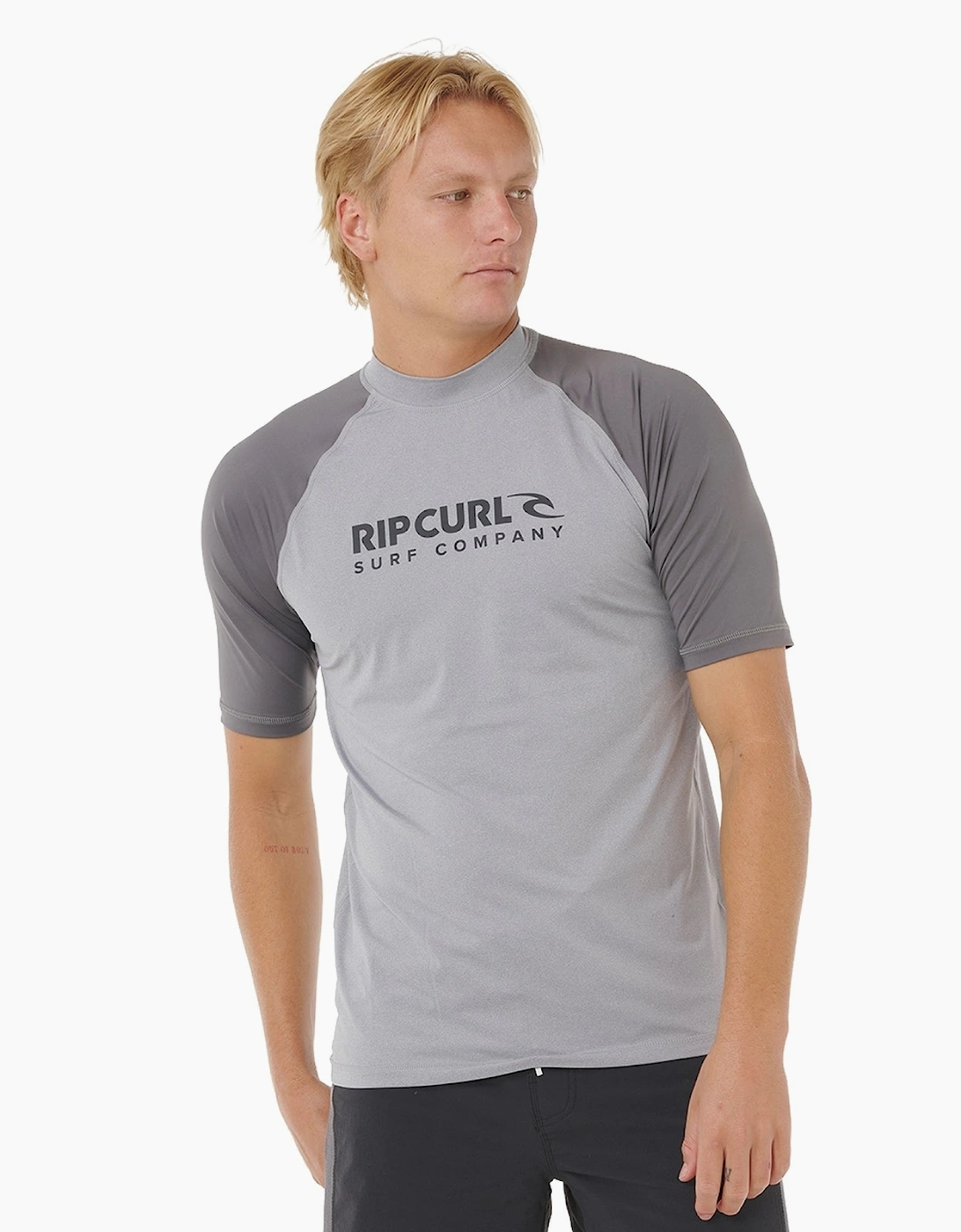 Ripcurl Men's Grey Rip Curl Shock Upf Short Sleeve Rash Vest - Size: 44