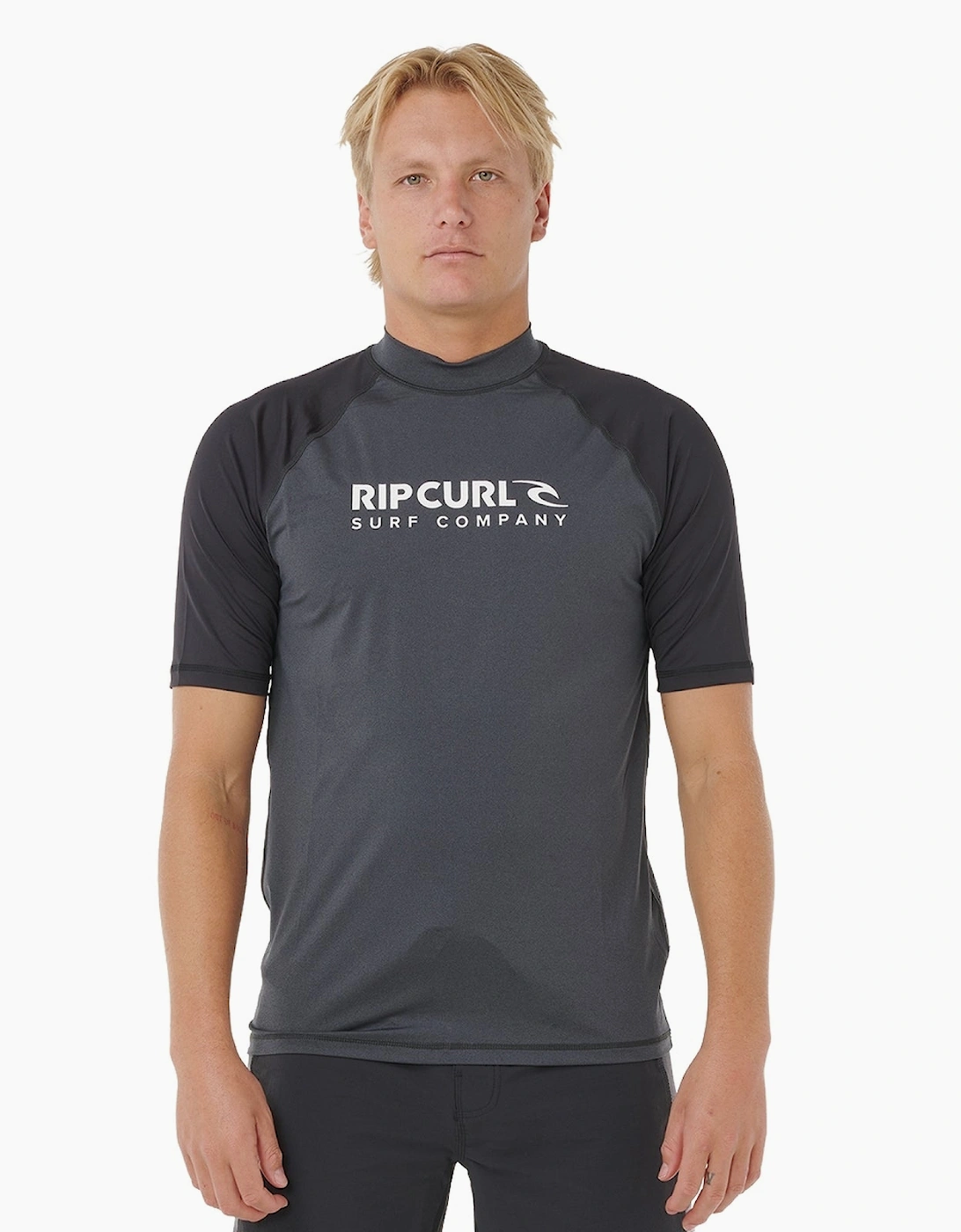 Ripcurl Men's Black Rip Curl Shock Upf Short Sleeve Rash Vest - Size: 44