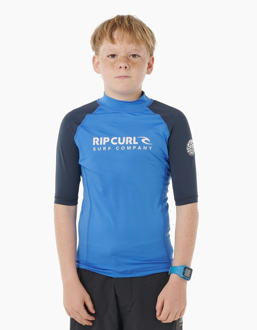Ripcurl Unisex Blue Gum Rip Curl Shock Upf Short Sleeve Rash Vest  Size 14 Years Kids