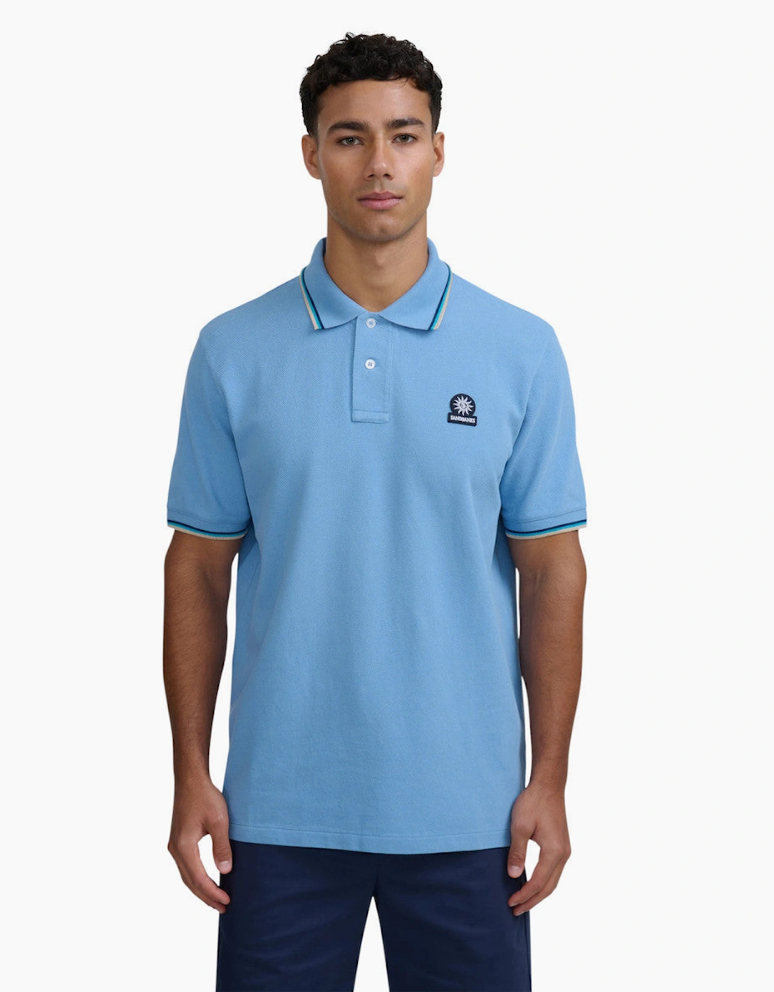 Tipped Badge Pique Polo S1-26 Dusty Pink