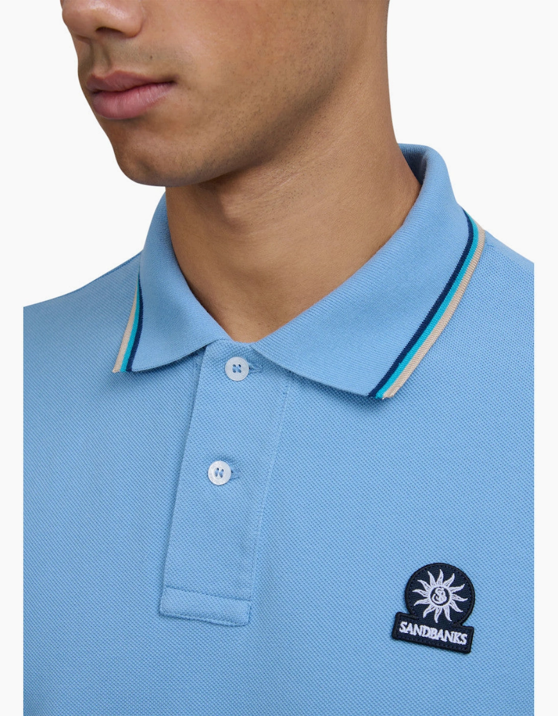 Tipped Badge Pique Polo S1-26 Dusty Pink