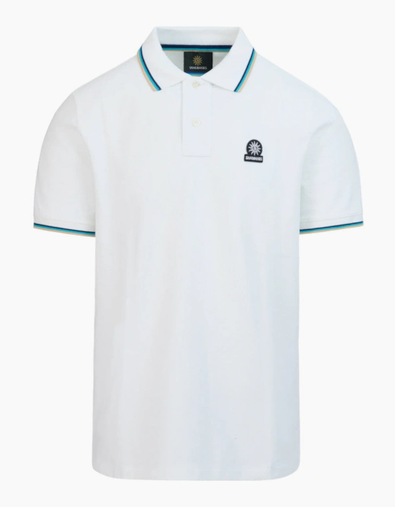 Tipped Badge Pique Polo S1-26 White