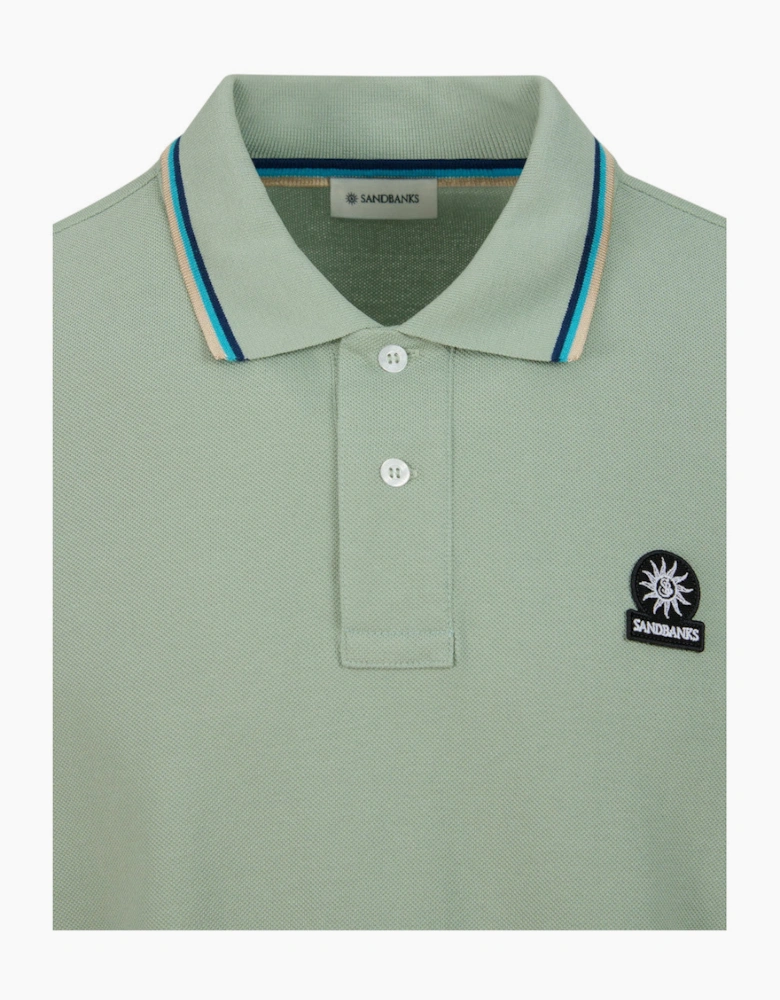 Tipped Badge Pique Polo S1-26 Sage
