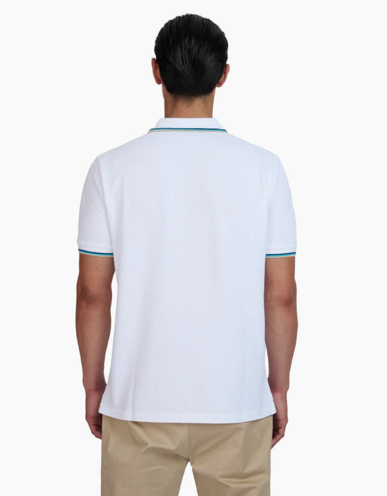 Tipped Badge Pique Polo S1-26 White