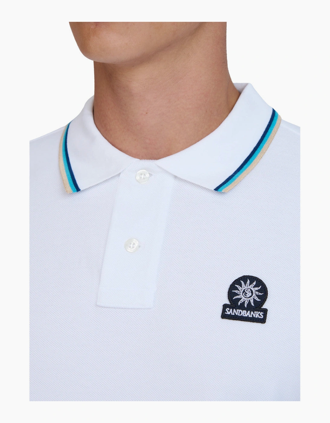 Tipped Badge Pique Polo S1-26 White