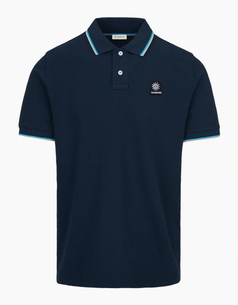 Tipped Badge Pique Polo S1-26 Navy