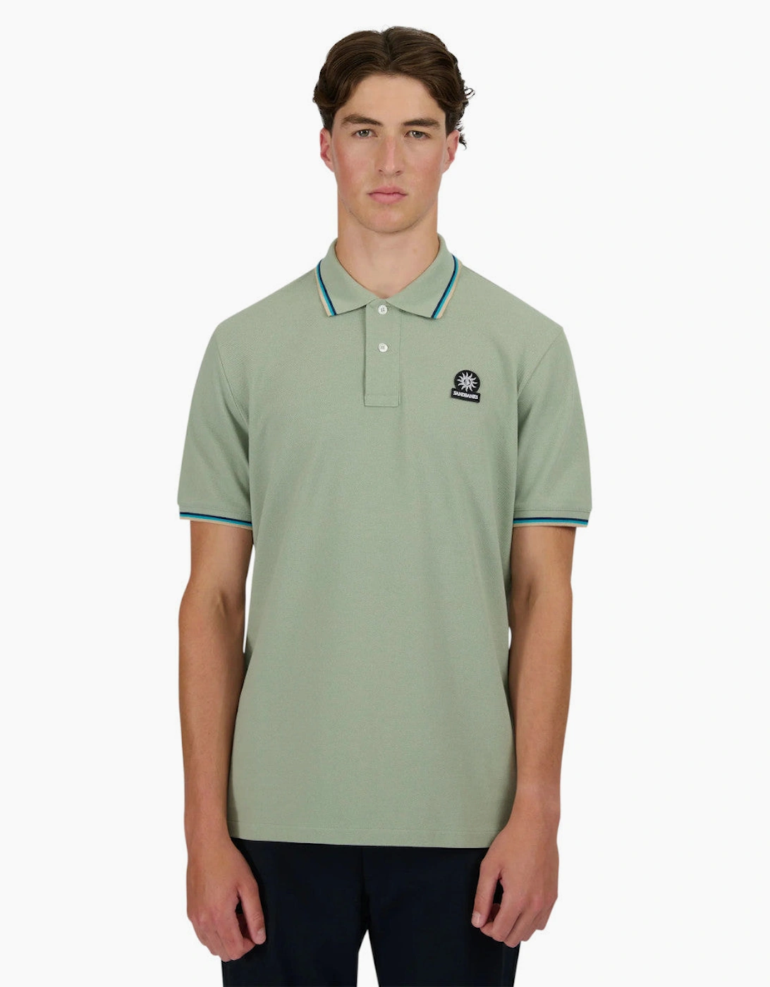 Tipped Badge Pique Polo S1-26 Sage