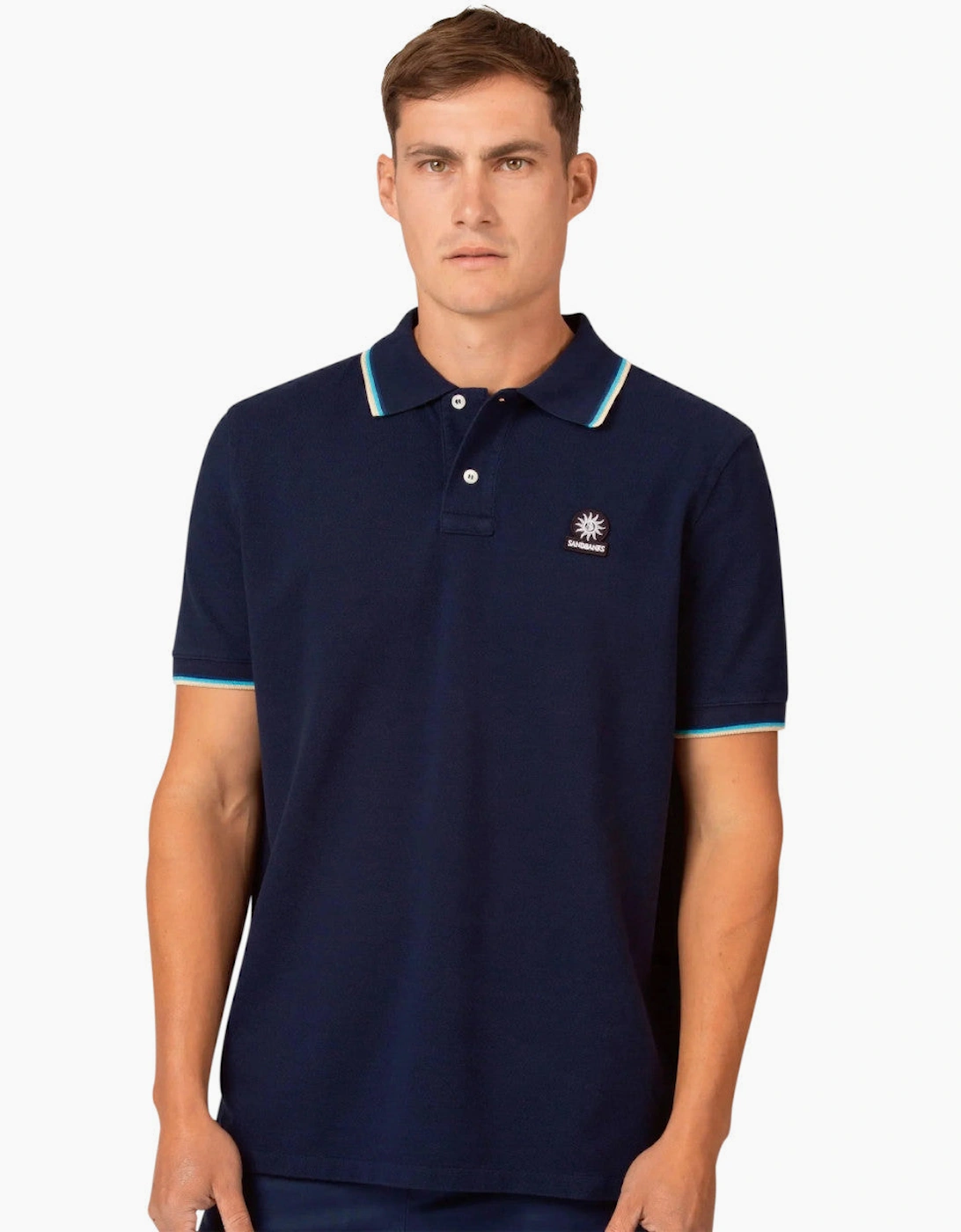 Tipped Badge Pique Polo S1-26 Navy