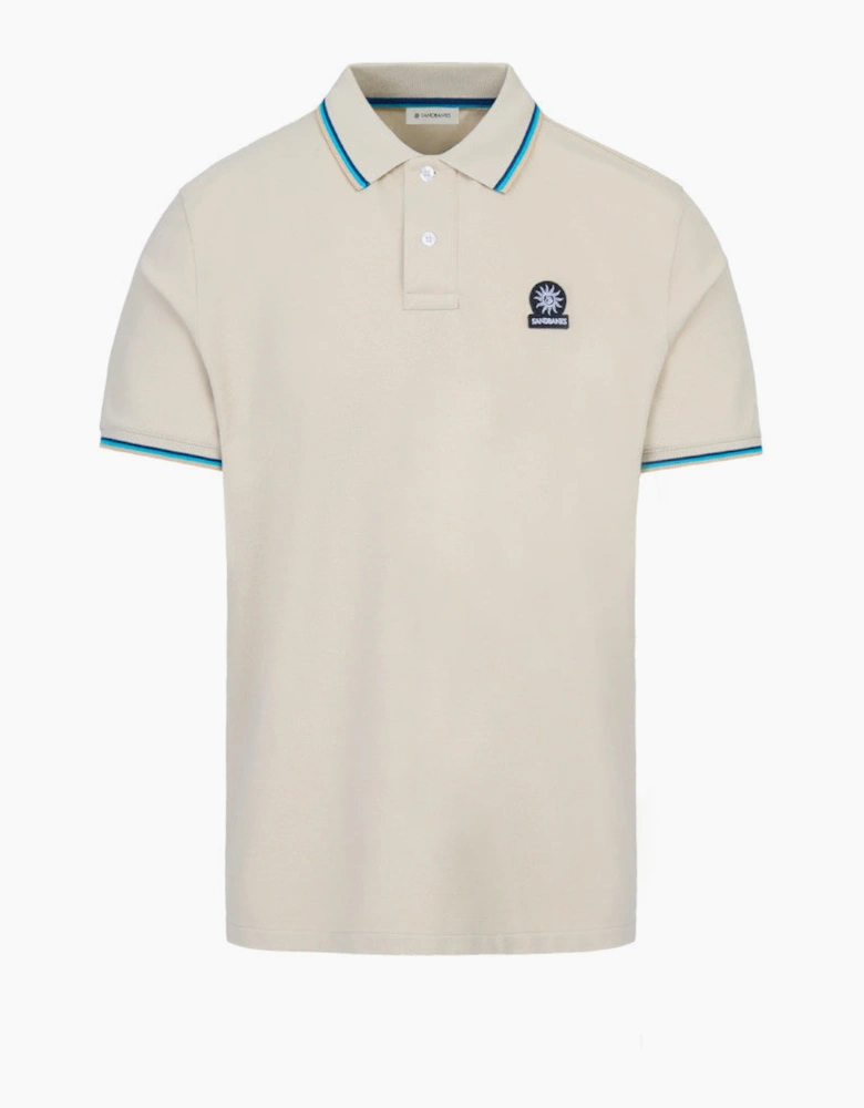 Tipped Badge Pique Polo S1-26 Stone