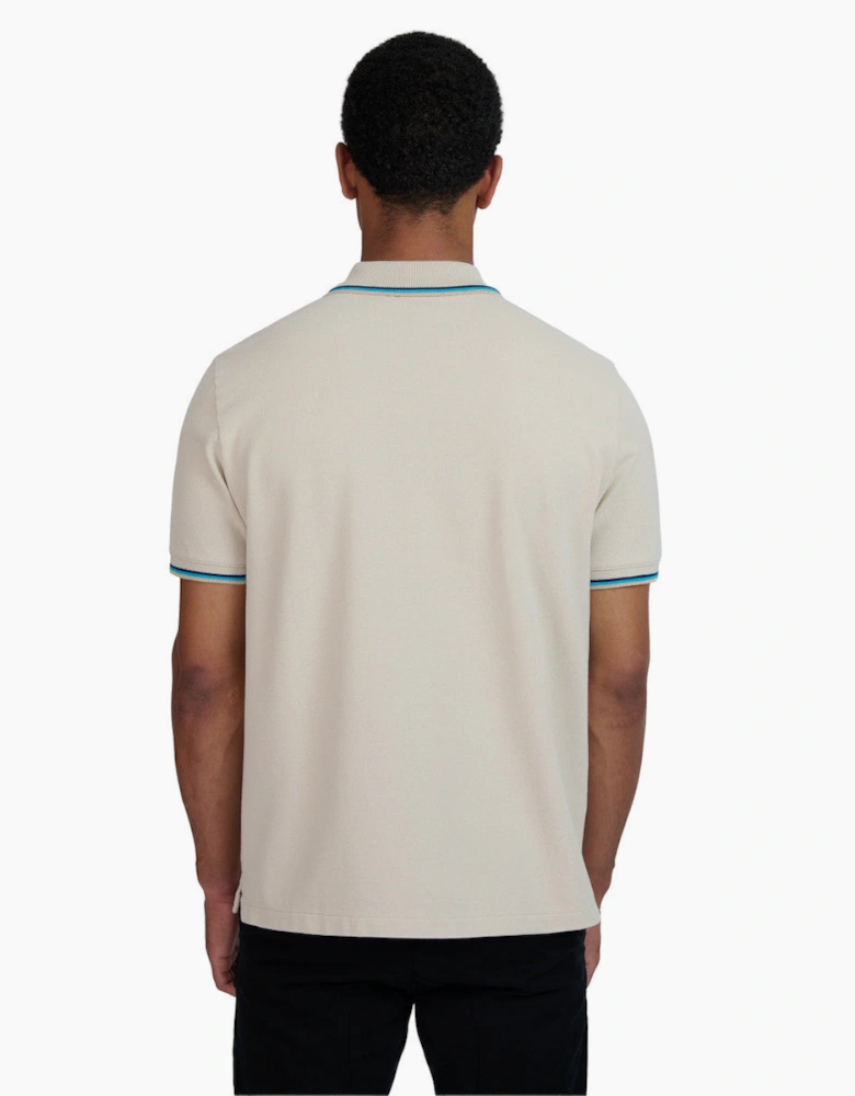 Tipped Badge Pique Polo S1-26 Stone