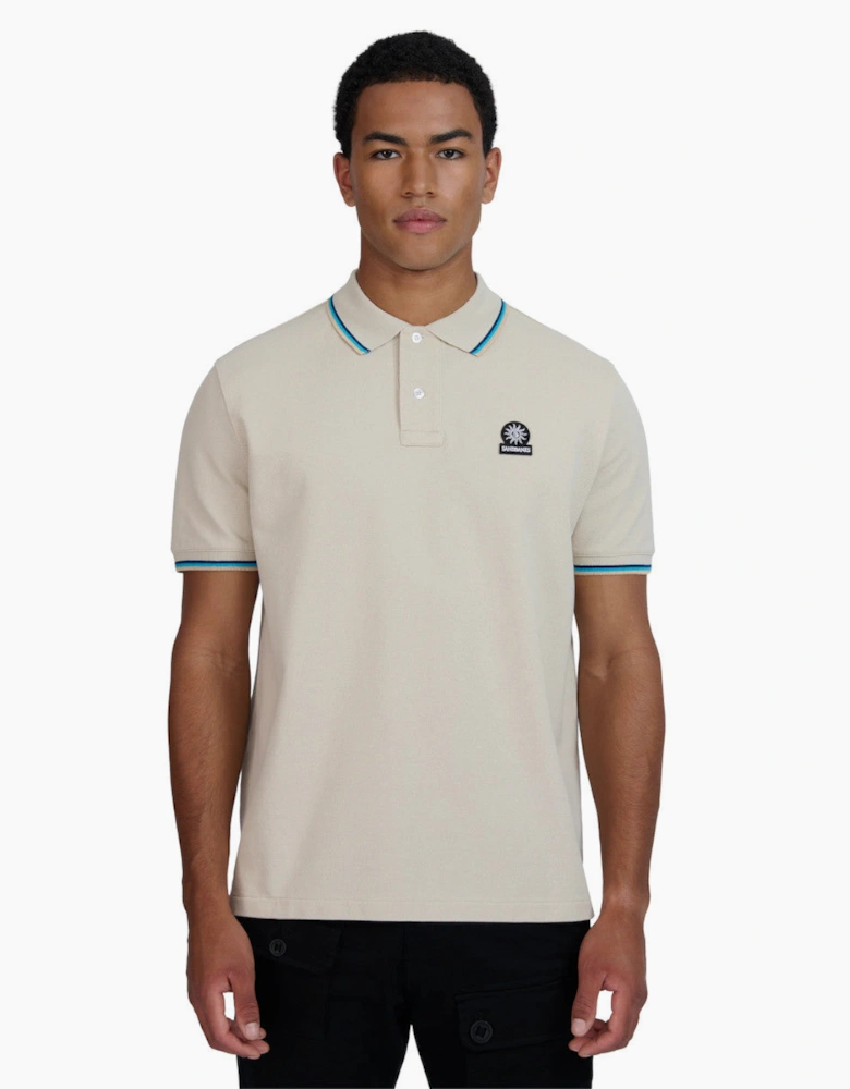 Tipped Badge Pique Polo S1-26 Stone