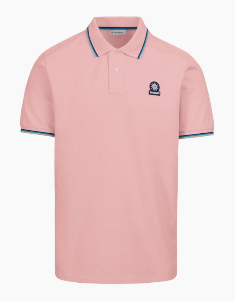 Tipped Badge Pique Polo S1-26 Dusty Blue