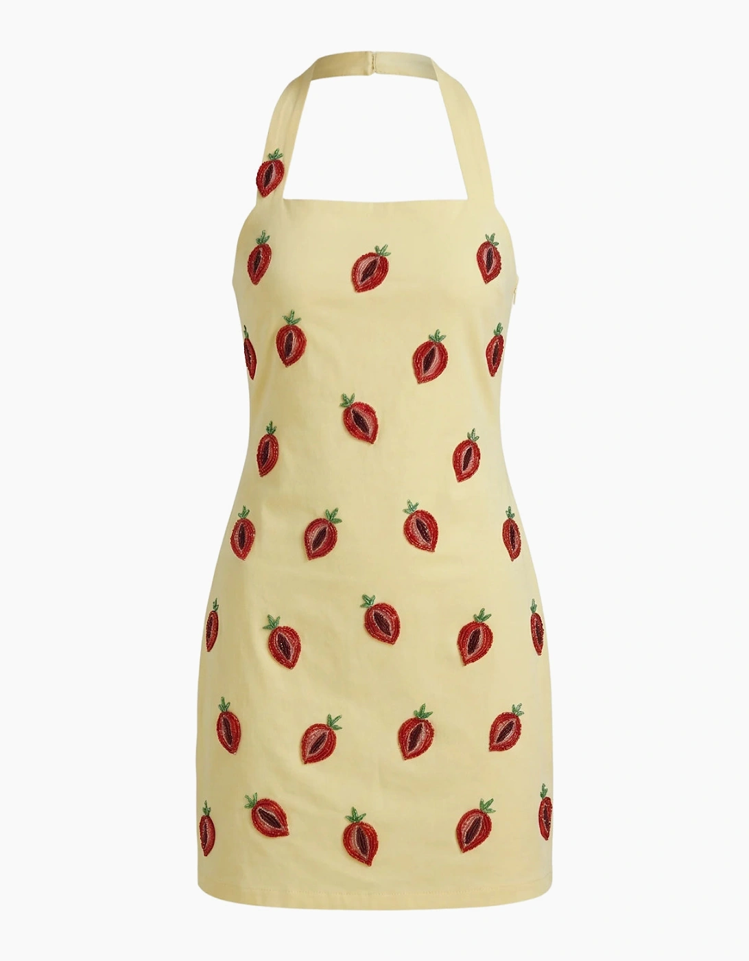Strawberry Beaded Yellow Mini Dress
