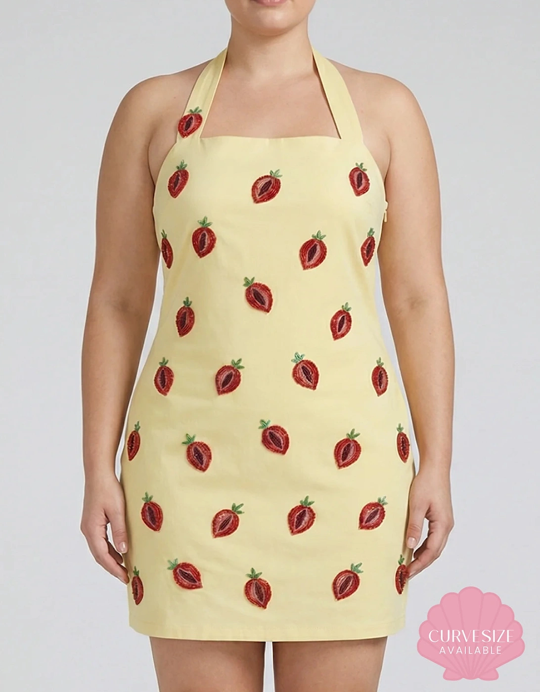 Strawberry Beaded Yellow Mini Dress