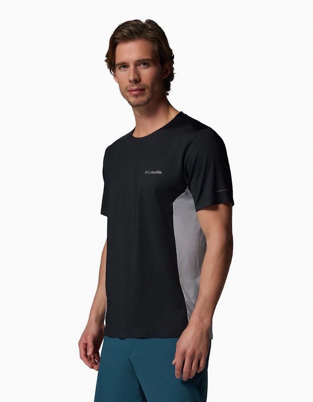 Columbia Men's Black Three Pitch Ss Crew Polyester Activewear T-Shirts - Size: 38
