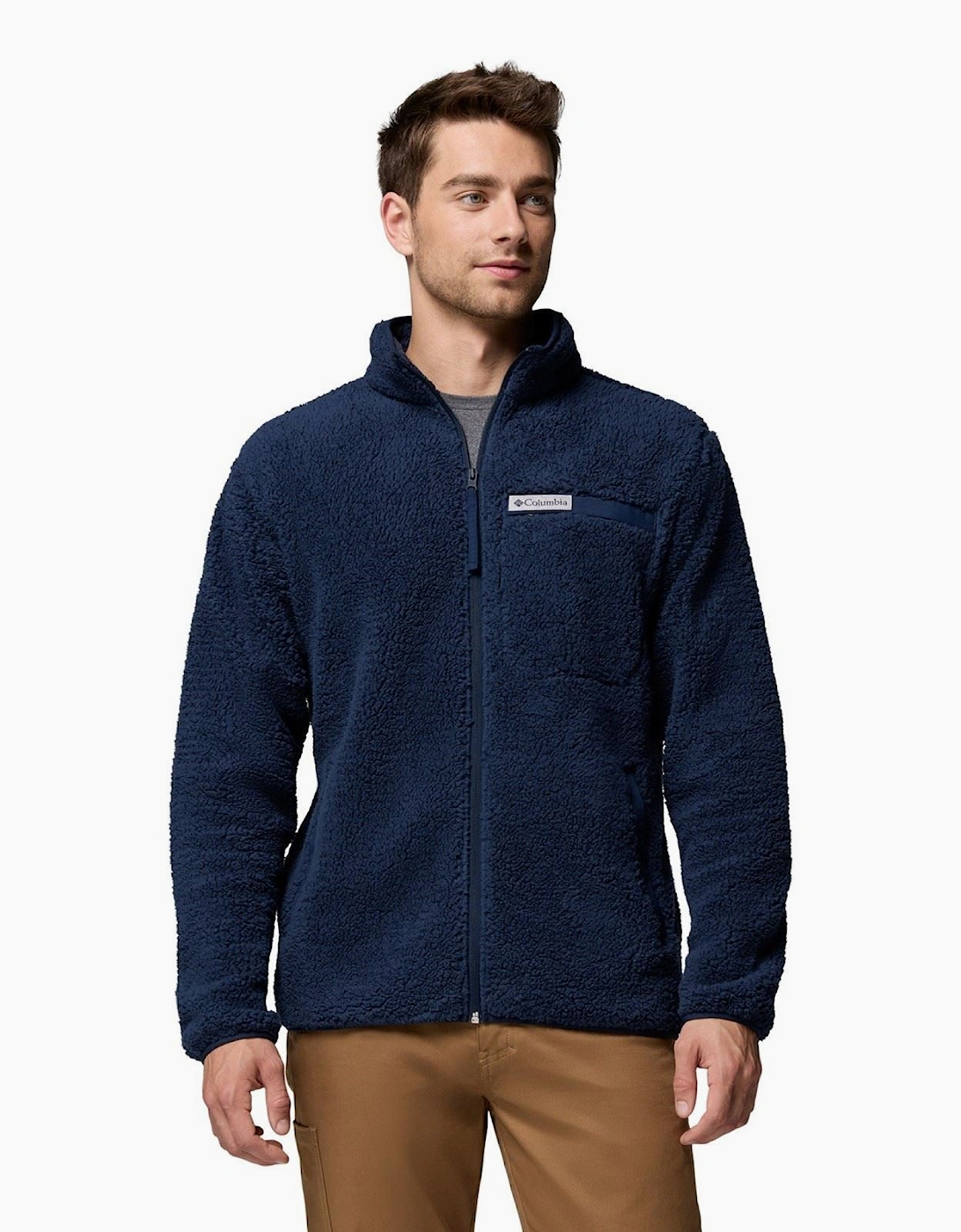 Columbia Men's Blue Rugged Ridge High Pile Full Zip Fleece Jacket - Size: 36