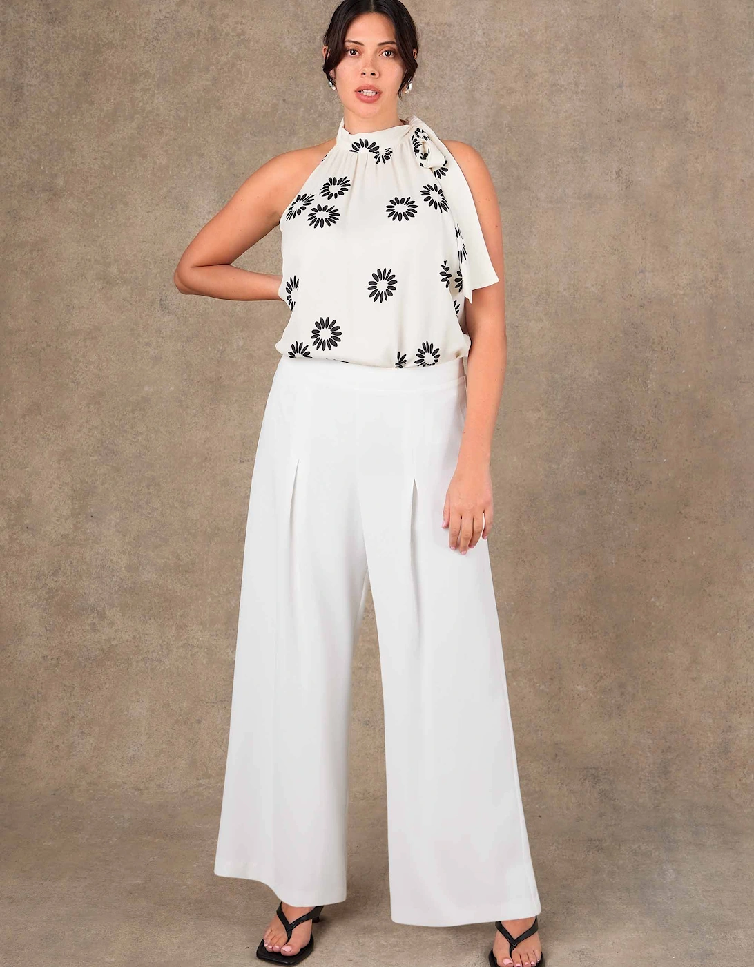 Ivory Pleat Front Straight Leg Tailored Trouser