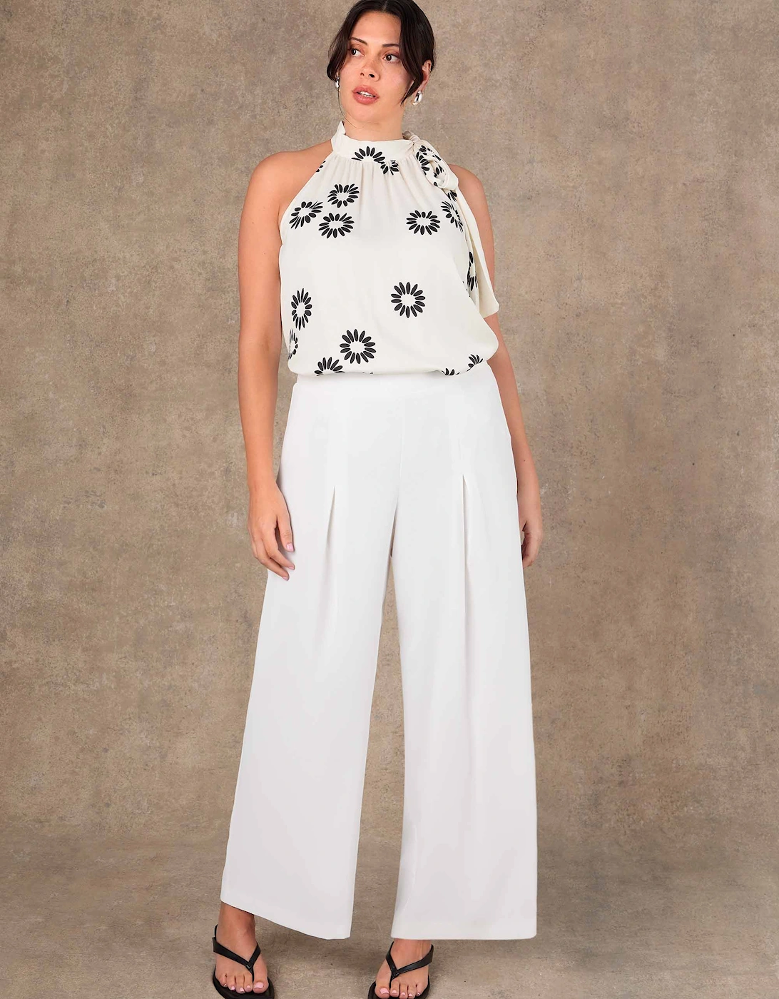 Ivory Pleat Front Straight Leg Tailored Trouser