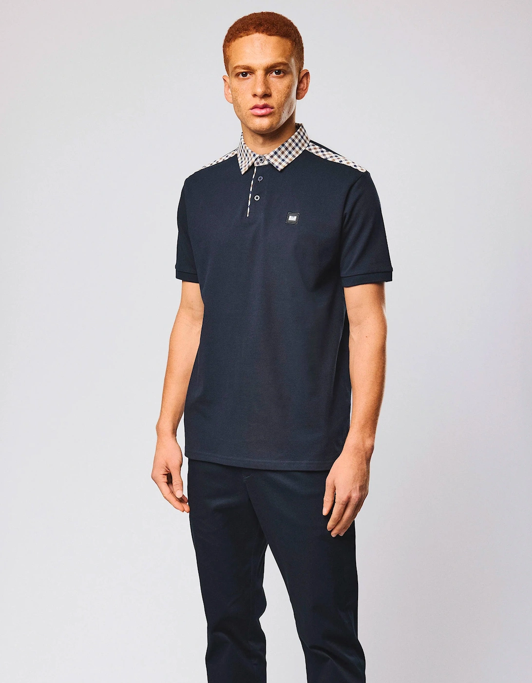 Costa Mid House Check Collar Polo NAVY