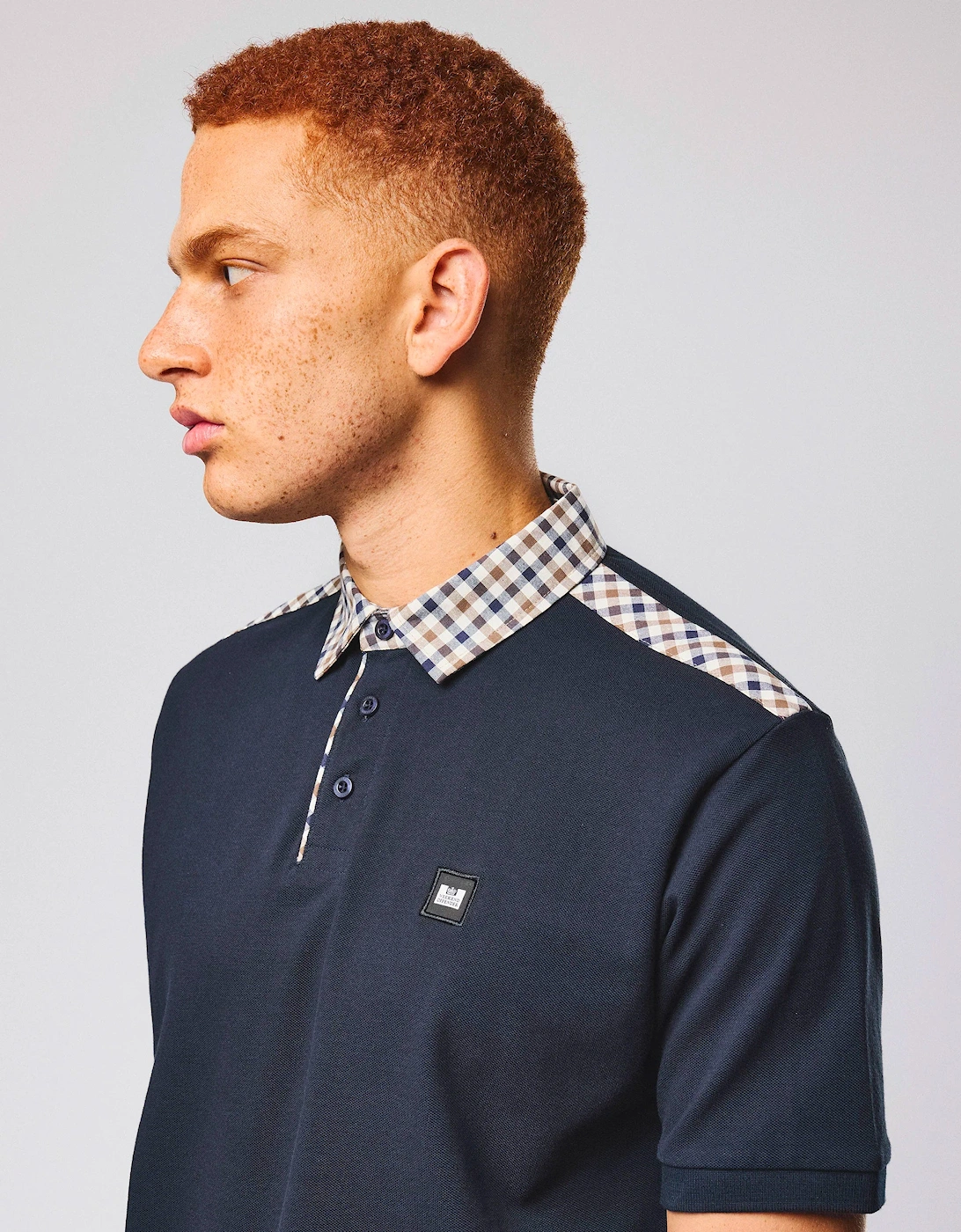 Costa Mid House Check Collar Polo NAVY