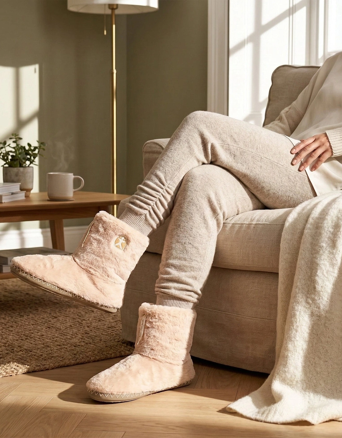 MARILYN Womens Faux Fur Boot Slippers Gingerbread