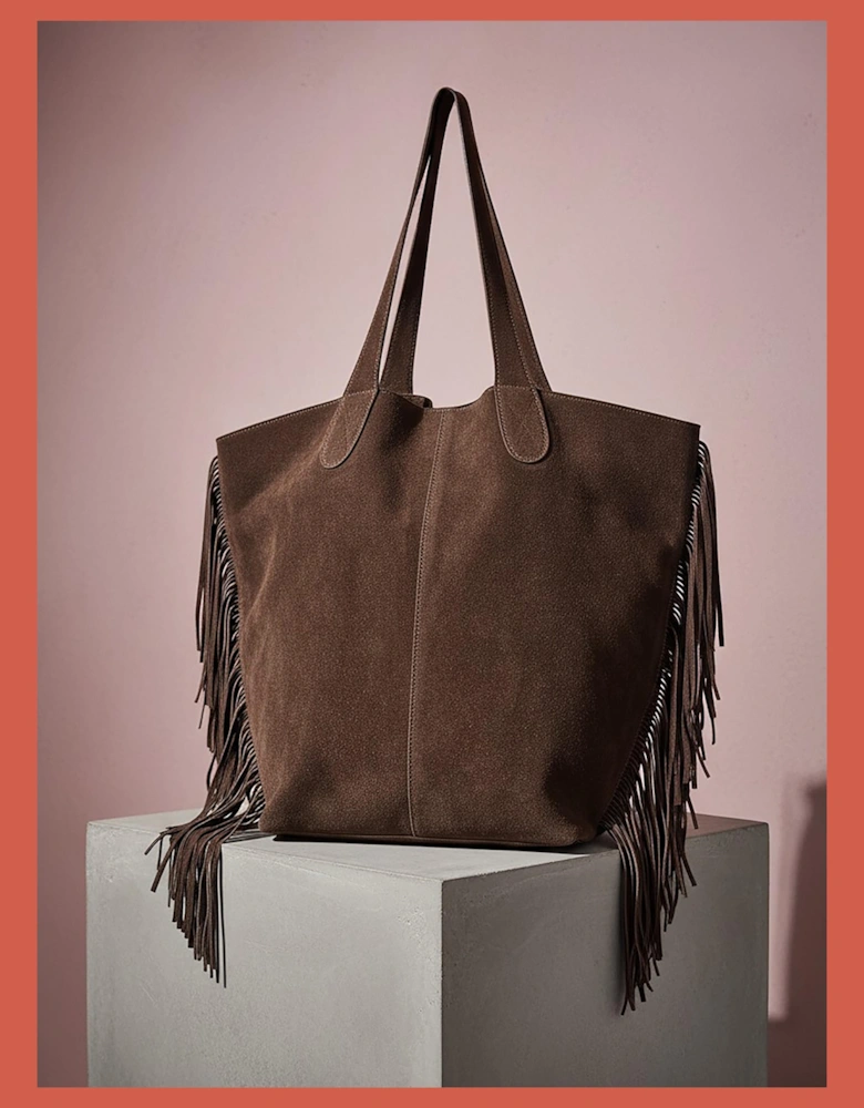 Vancouver Soft Suede Tote - Chocolate