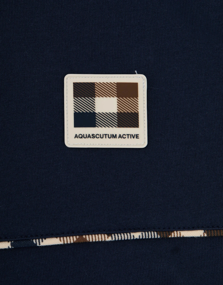 Aquascutum Mens Club Check Piping T-Shirt - Navy 11