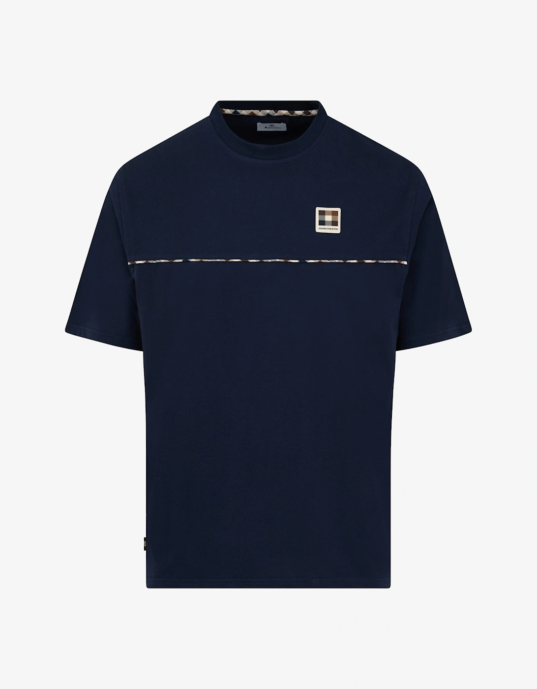 Aquascutum Mens Club Check Piping T-Shirt - Navy 11, 4 of 3