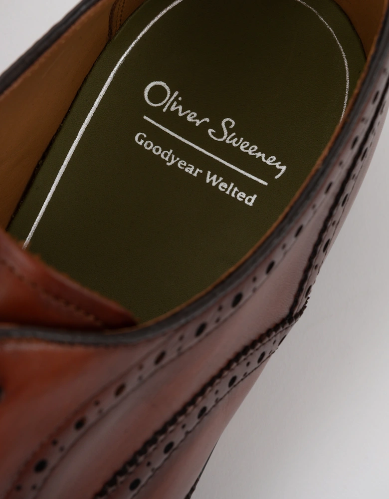 Hunstanton Hand Antiqued Calf Leather Mens Oxford Shoes - Cognac