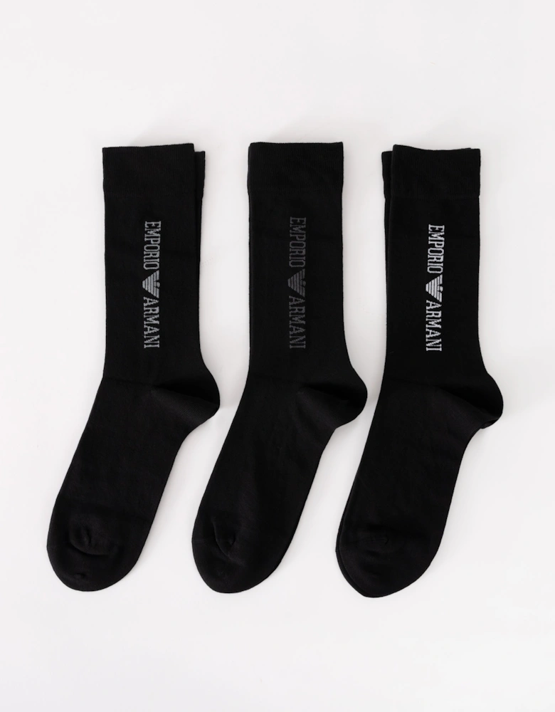3-Pack Mens Short Socks - Black/Black/Black