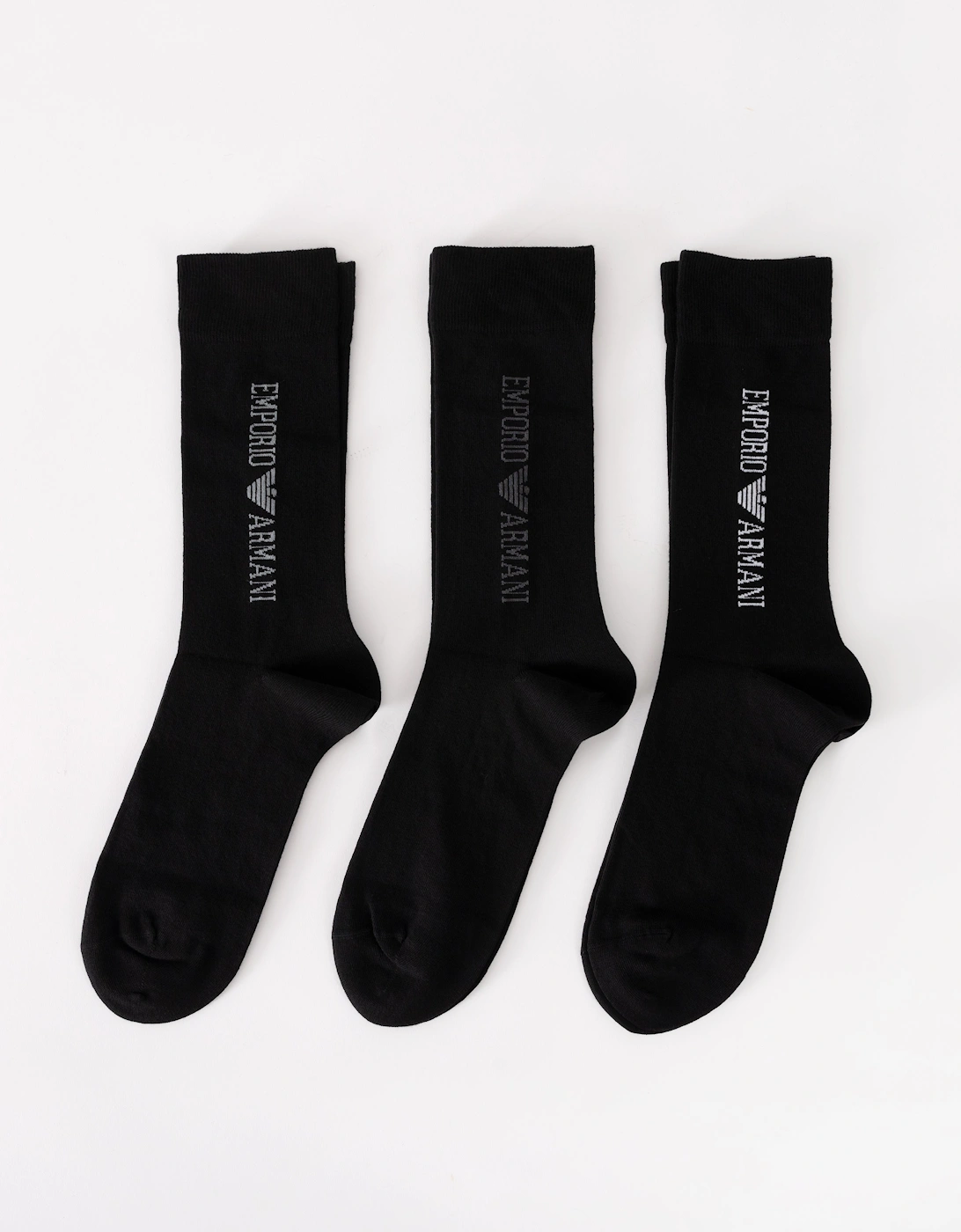 Emporio Armani Men's Black 3-Pack Short Socks - /Black/ - Size: 16/14.5/8/15/8.5/15.5/9/13/13.5/14/6.5/7/7.5/11.5/5/12/5.5/12.5/6/3.5/3/10.5