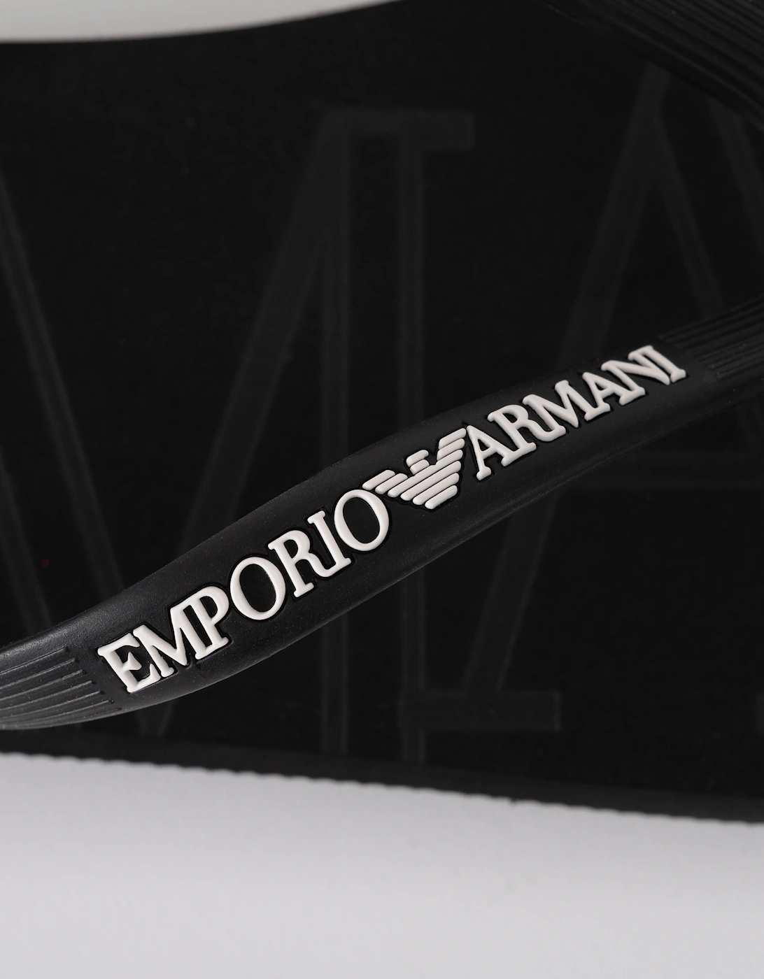 Mens Flip Flops with Logo Strap - Black/White