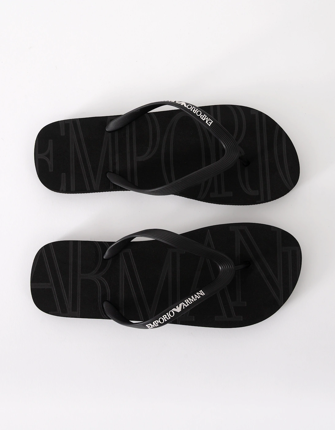 Mens Flip Flops with Logo Strap - Black/White