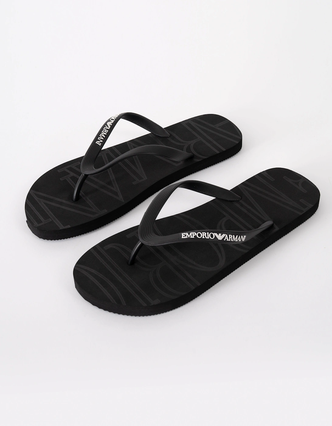 Mens Flip Flops with Logo Strap - Black/White, 6 of 5