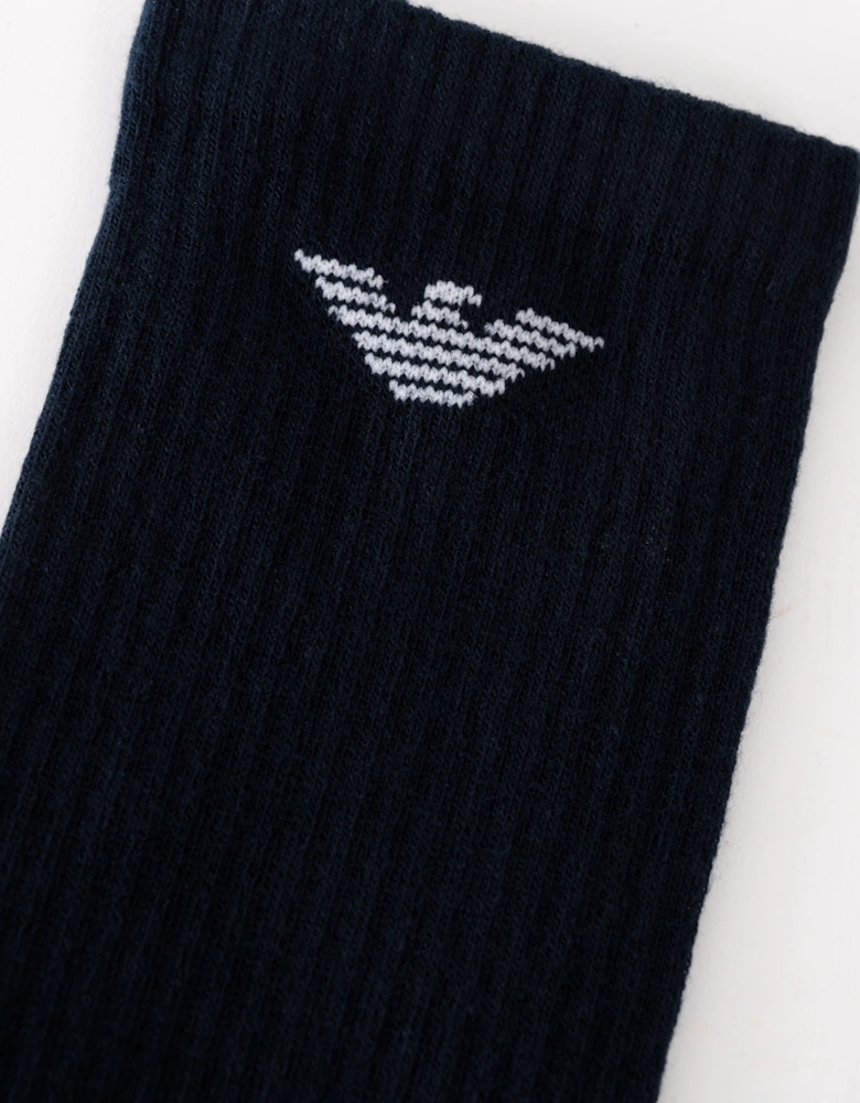 3-Pack Mens Eagle Logo Socks - Blue/Blue/Blue