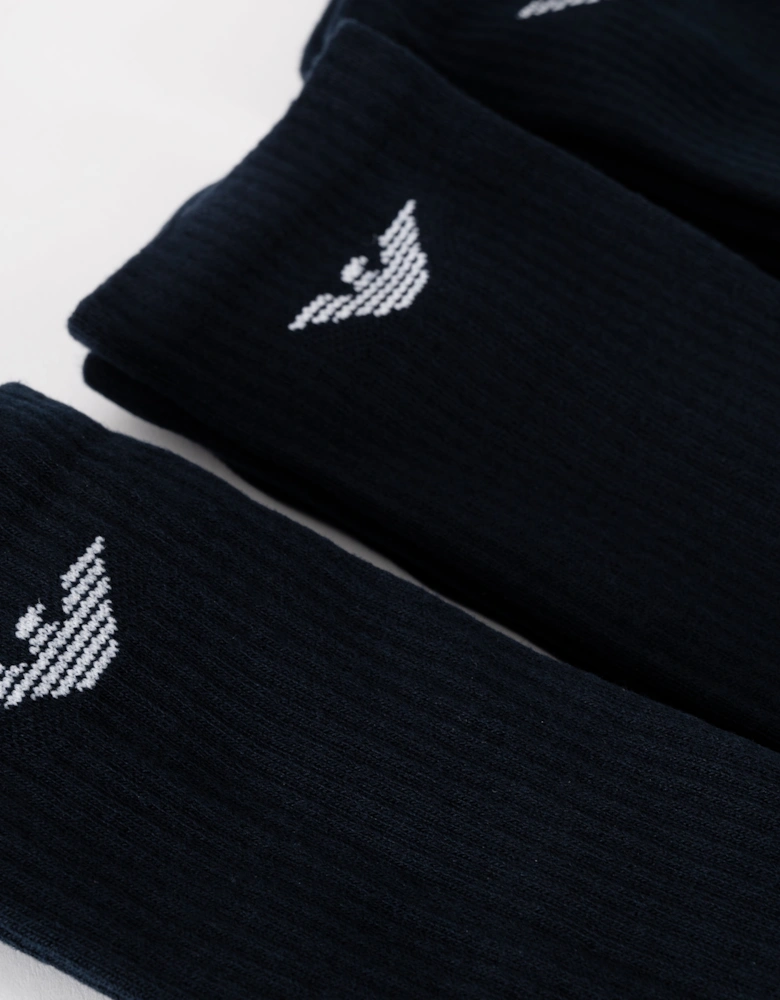 3-Pack Mens Eagle Logo Socks - Blue/Blue/Blue