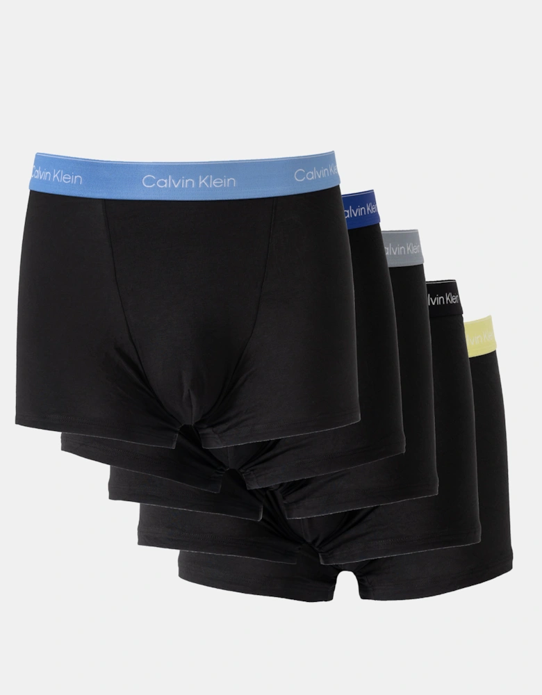 5 Pack Icon Cotton Stretch Mens Relaxed Fit Trunks - Grey/Green/Blue/Light Blue/Black