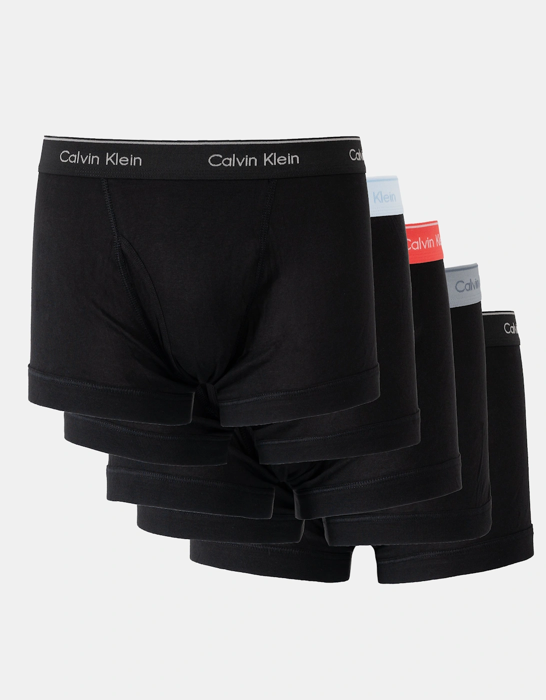 5-Pack 100% Cotton Mens Trunks - Red/Blue/Grey/Black, 2 of 1