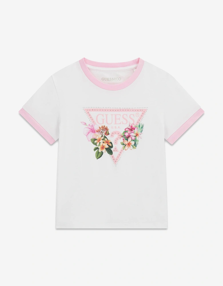 Girls Hawaiian Logo Cropped T-Shirt in White