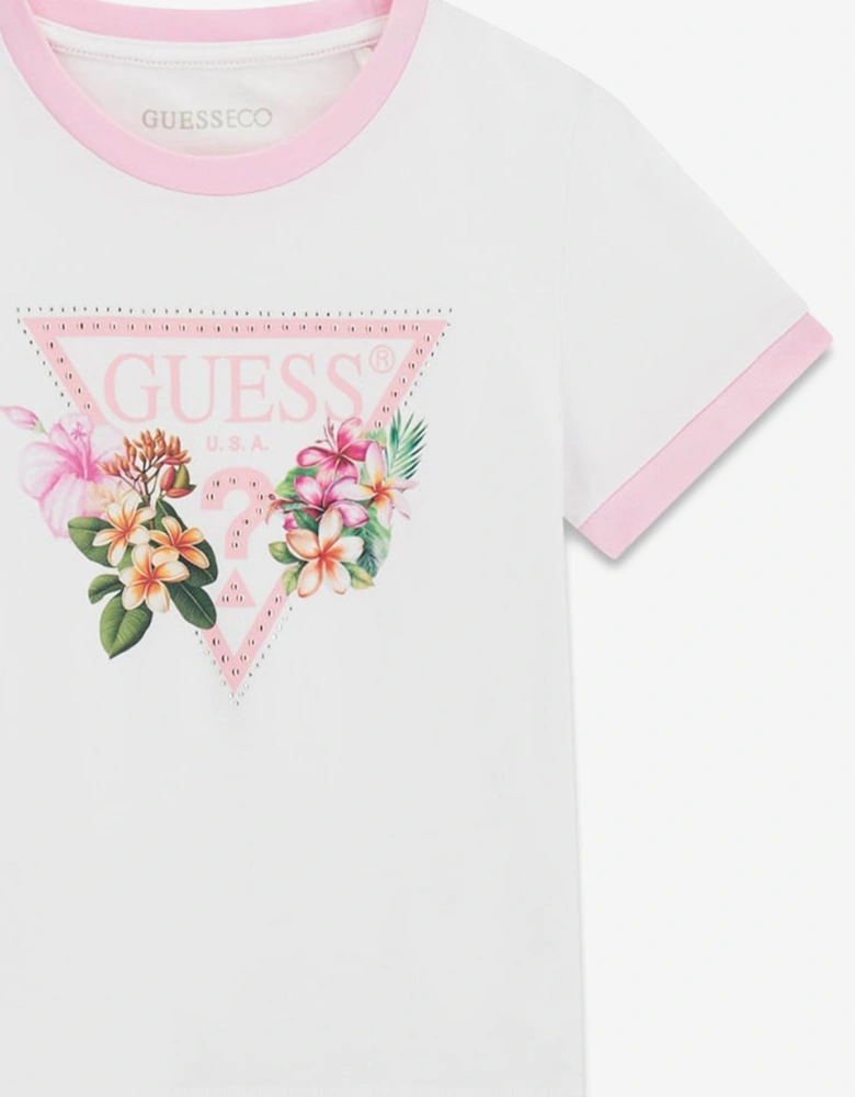 Girls Hawaiian Logo Cropped T-Shirt in White