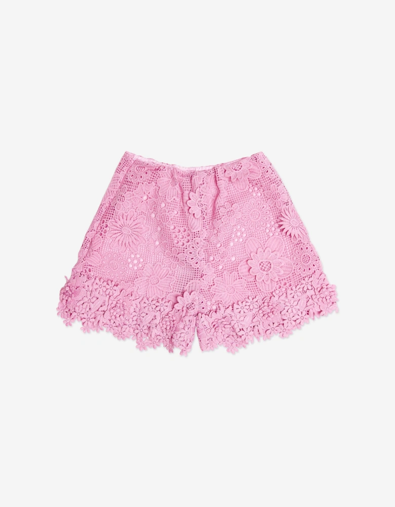 BCBGMAXAZRIA Girls Floral Lace Shorts in Pink