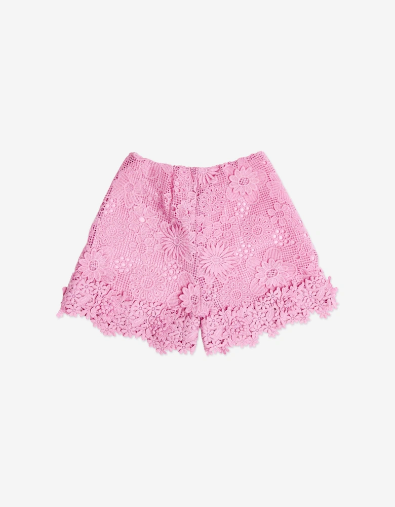 BCBGMAXAZRIA Girls Floral Lace Shorts in Pink
