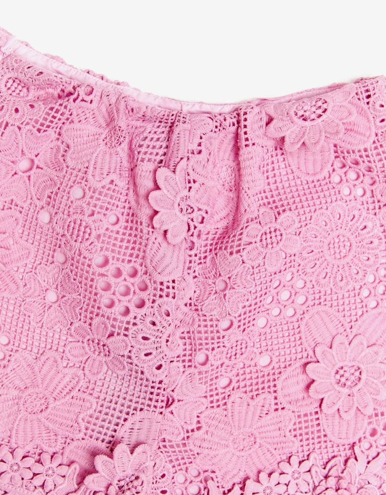 BCBGMAXAZRIA Girls Floral Lace Shorts in Pink