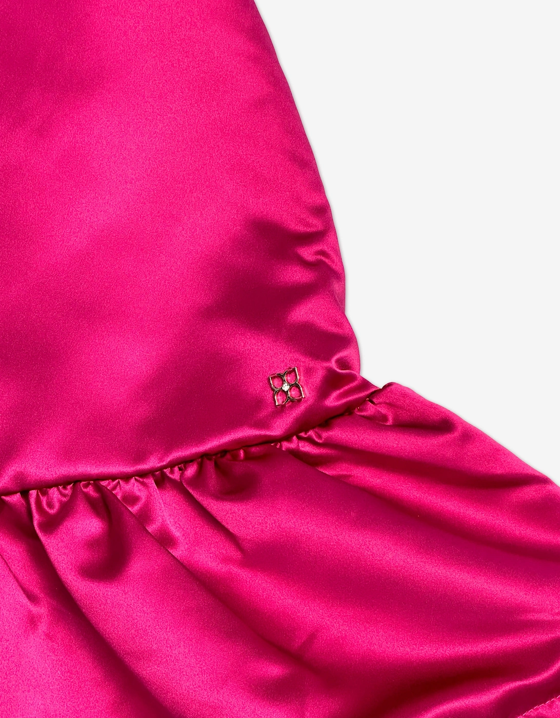 BCBGMAXAZRIA Girls Beaded High Neck Satin Dress in Pink