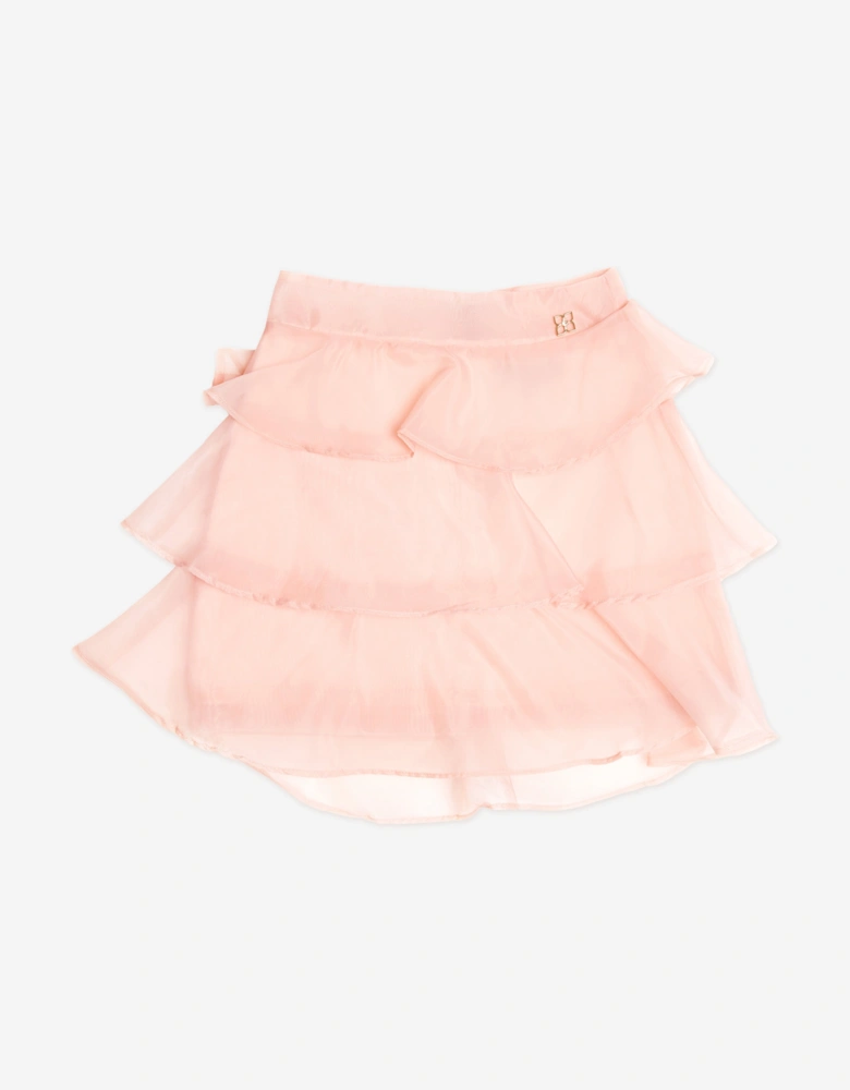 BCBGMAXAZRIA Girls Tiered Organza Skirt in Pink
