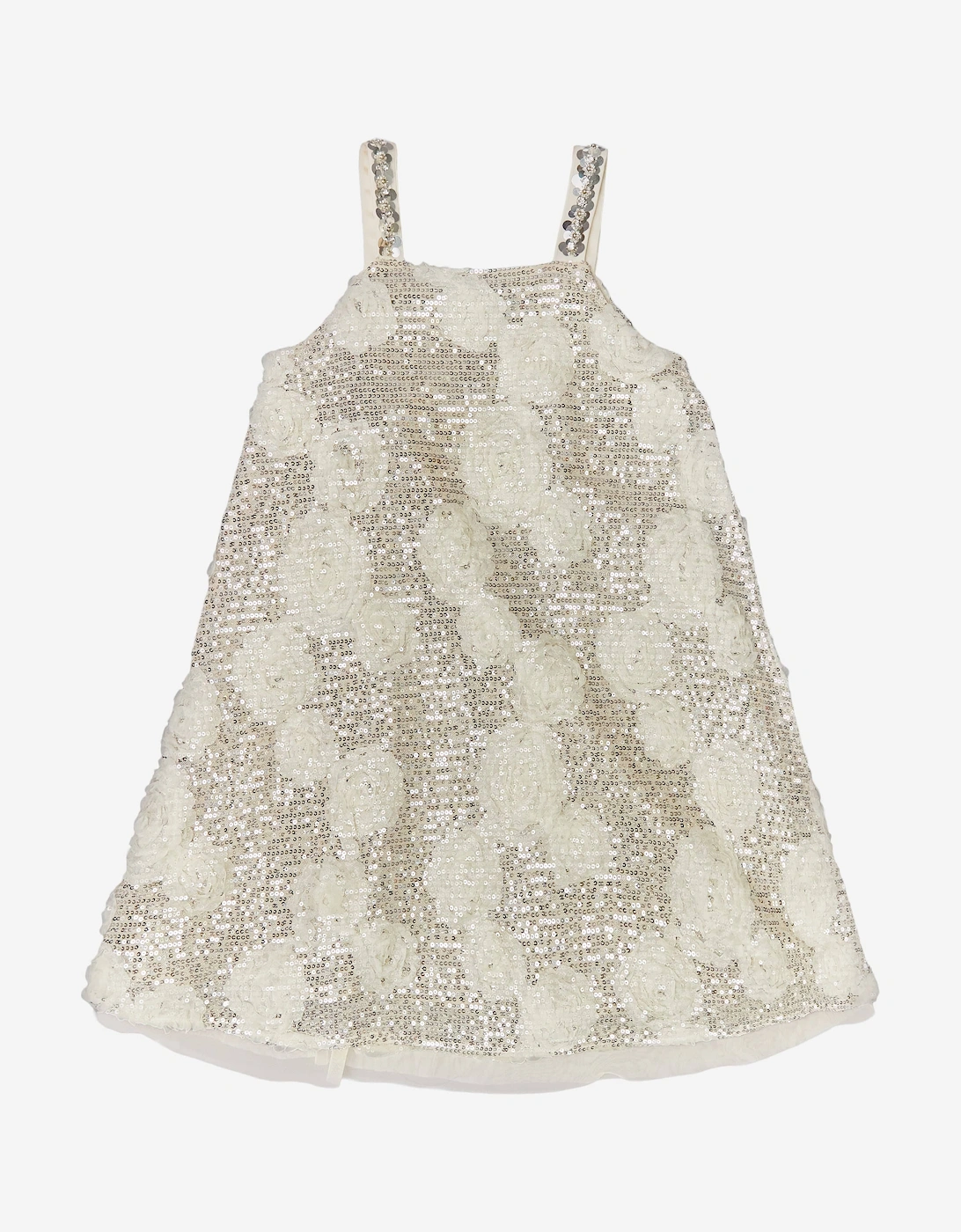 BCBGMAXAZRIA Girls 3D Flower Sequin Dress in Gold, 6 of 5