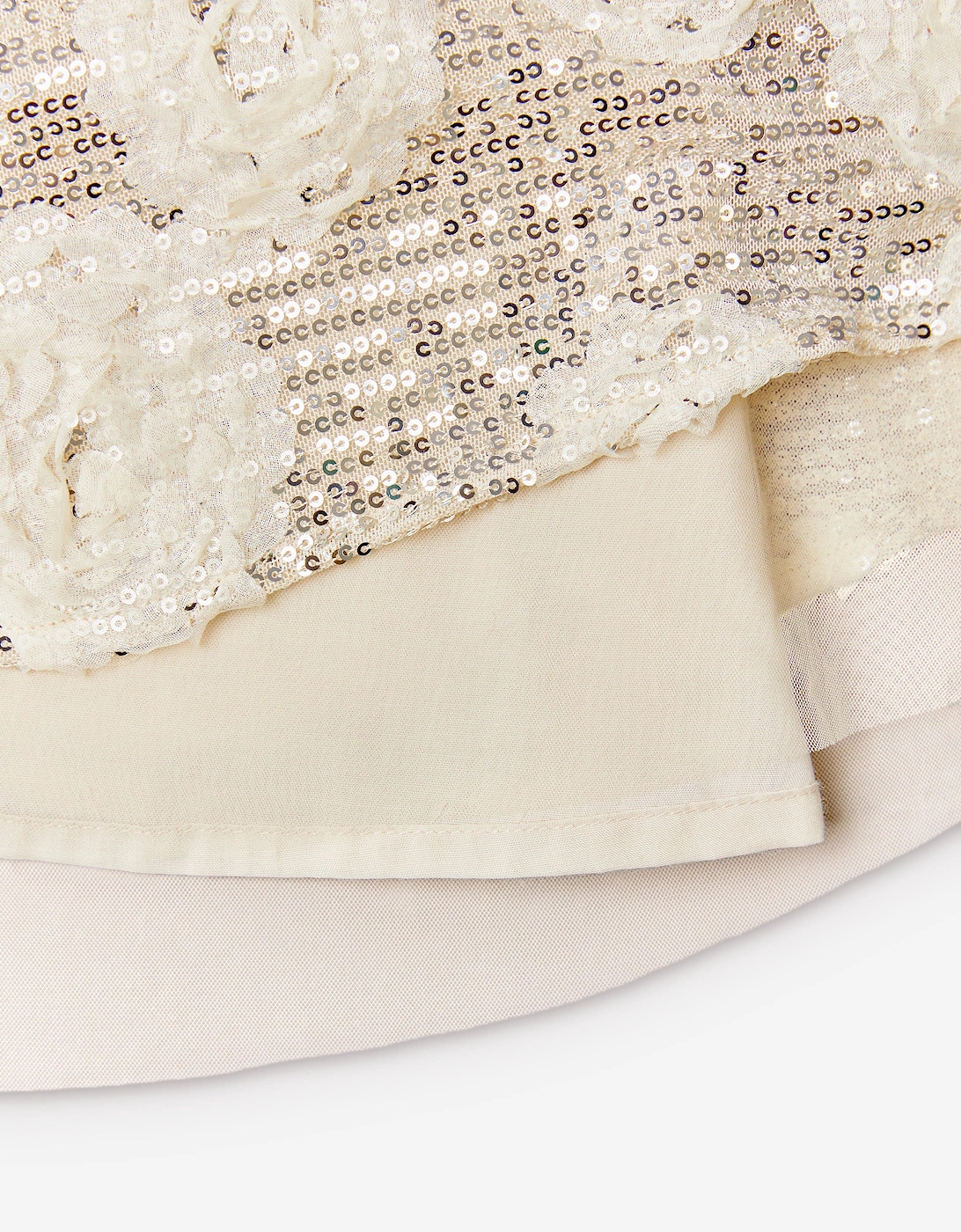 BCBGMAXAZRIA Girls 3D Flower Sequin Dress in Gold