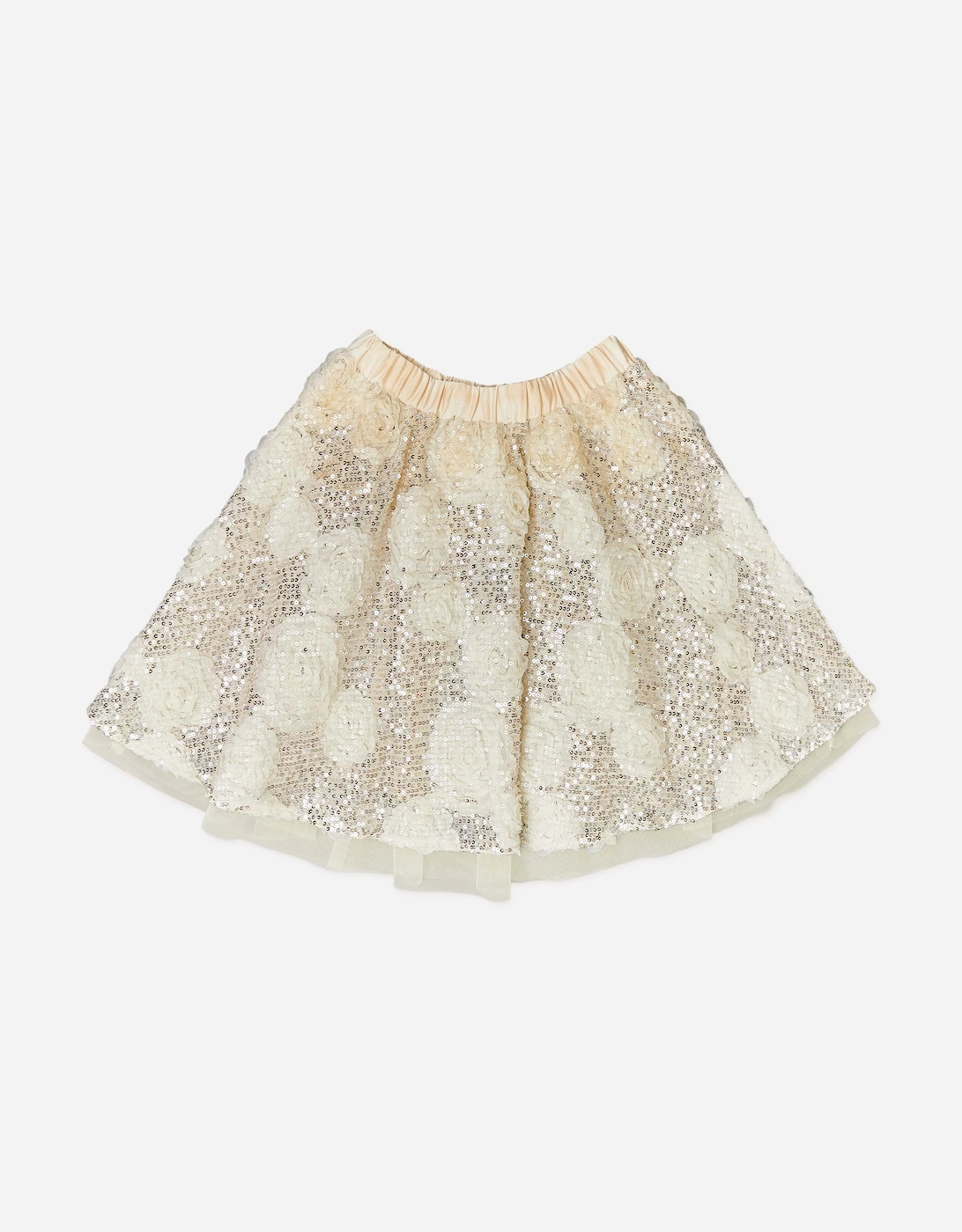 BCBGMAXAZRIA Girls 3D Flower Sequin Skirt in Grey